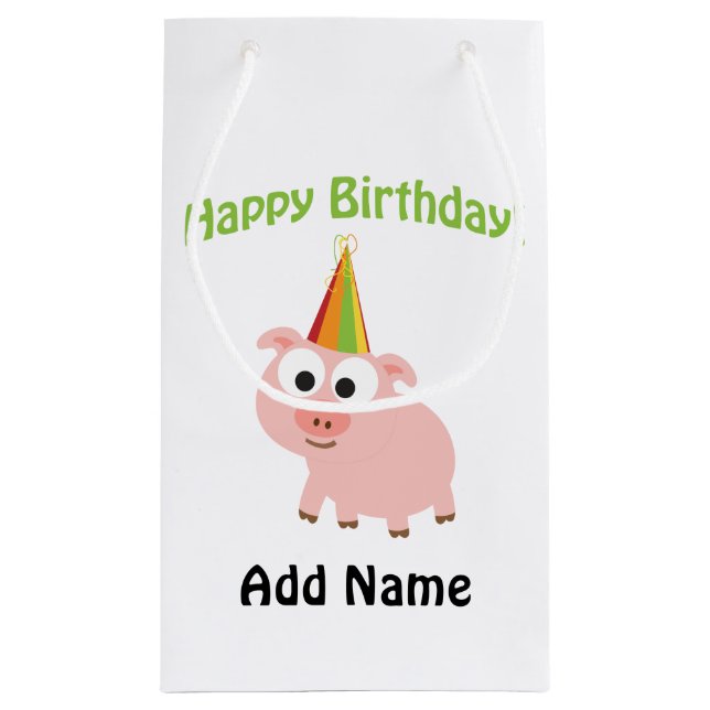 Petit Sac Cadeau Joyeux anniversaire ! Porc mignon (Dos)
