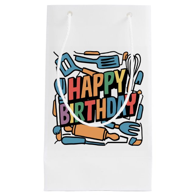 Petit Sac Cadeau Joyeux anniversaire pour les cuisiniers Abstrait (Devant)