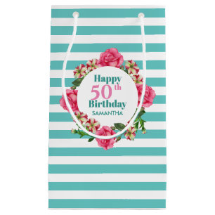 Petit Sac Cadeau Joyeux Anniversaire Rose Rose Rouge Blanc Pétunia