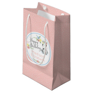 Petit Sac Cadeau Joyeux Anniversaire Vache Florale Veau Custom