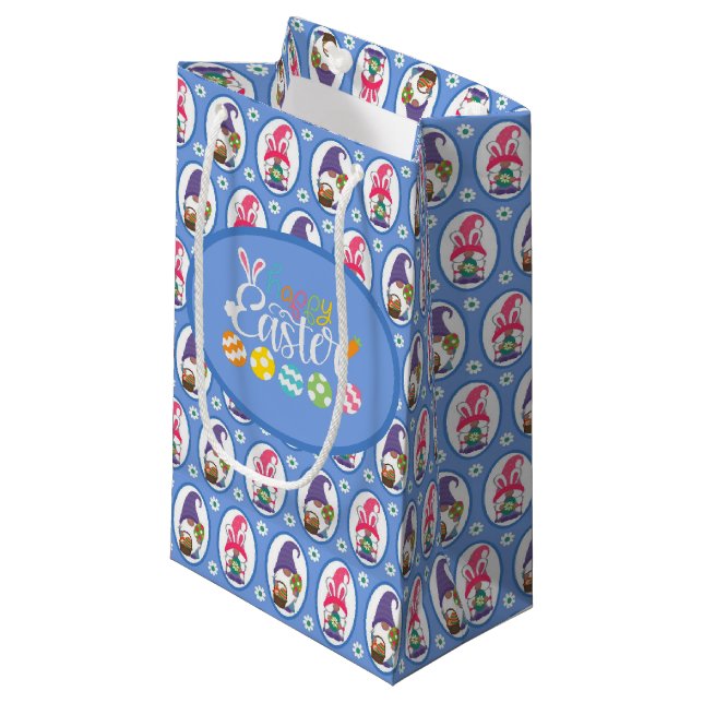 Petit Sac Cadeau Joyeux Gnomes de Pâques (Devant Angle)