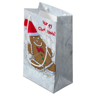 Petit Sac Cadeau Joyeux homme de pain d'épice de Noël