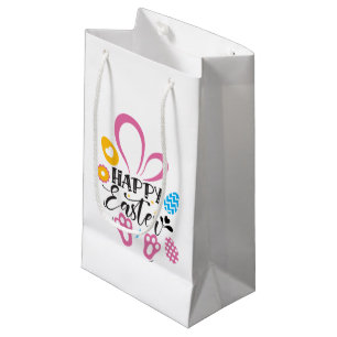 Petit Sac Cadeau Joyeux lapin mignon de Pâques avec oeufs de Pâques