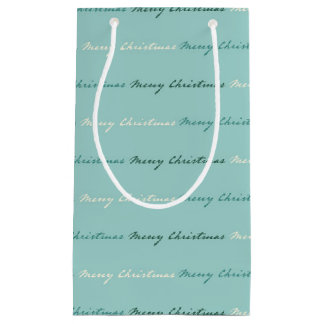 Petit Sac Cadeau Joyeux Noël turquoise