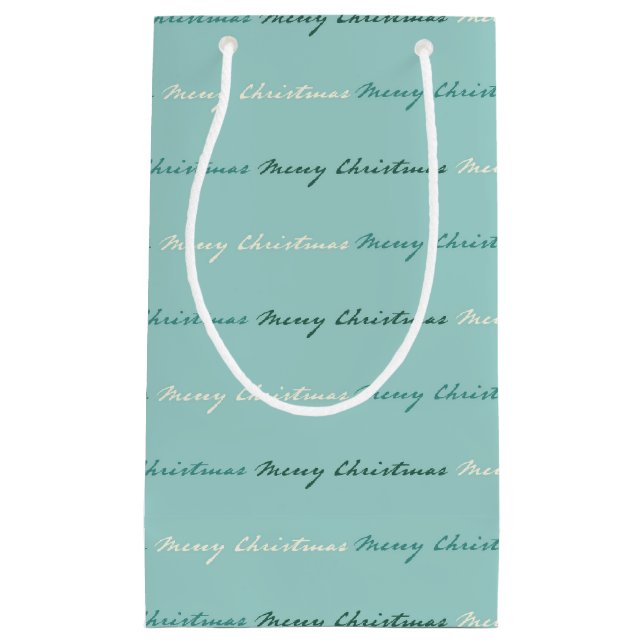 Petit Sac Cadeau Joyeux Noël turquoise (Devant)