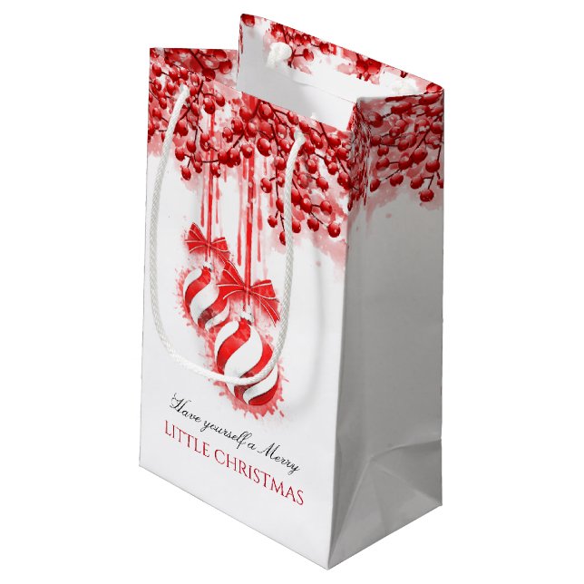 Petit Sac Cadeau Joyeux petit Noël aquarelle Splash (Dos Angle)