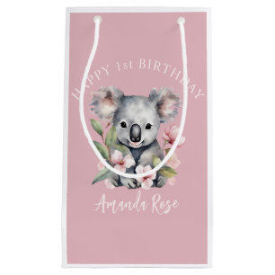 Petit Sac Cadeau Joyeux premier anniversaire aquarelle Koala