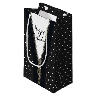 Petit Sac Cadeau Joyeux Zipper Anniversaire En Pois