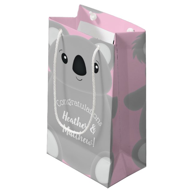 Petit Sac Cadeau Koala Baby shower fille (Devant Angle)