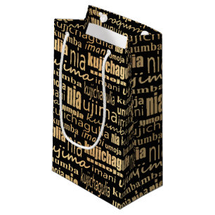 Petit Sac Cadeau Kwanzaa Sept Principes (Noir/Or)