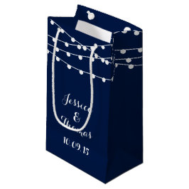 Petit Sac Cadeau La Collection Mariage Bleu Marine Lights