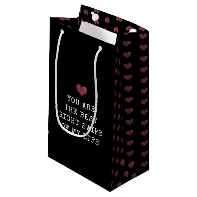 Petit Sac Cadeau La Saint-Valentin au minimum moderne noir (Devant Angle)