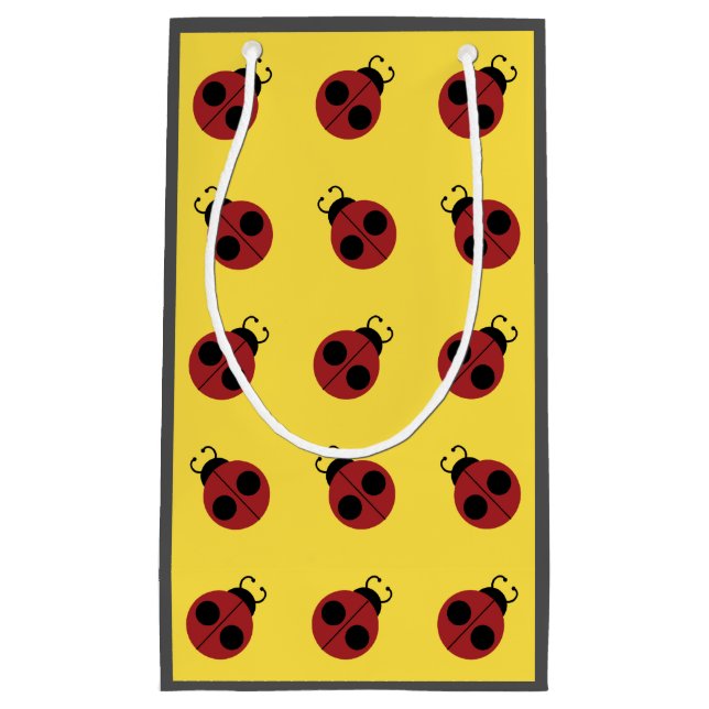 Petit Sac Cadeau Ladybug 60s rétro cool rouge jaune (Devant)