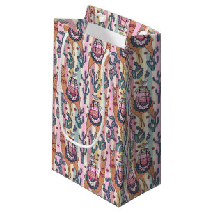 Petit Sac Cadeau Lamas sur le motif de rayures