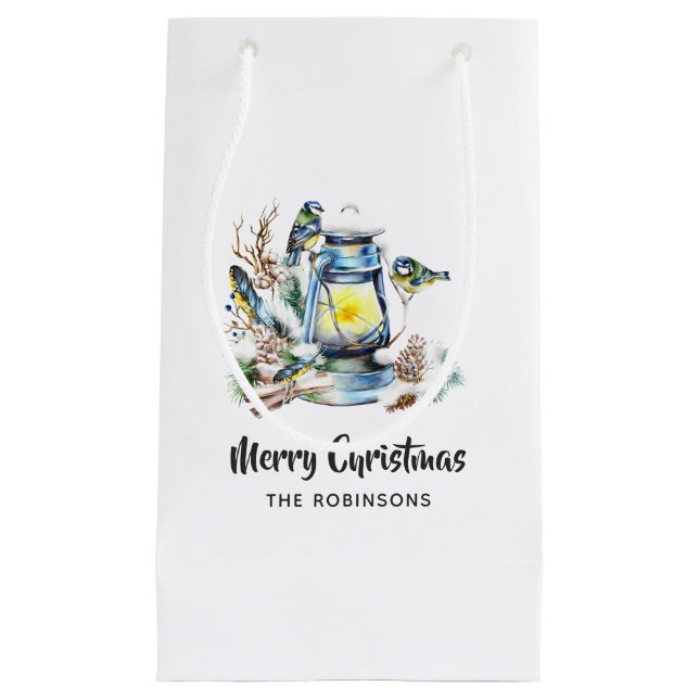 Petit Sac Cadeau Lanterne de Noël à l'aquarelle (Devant)