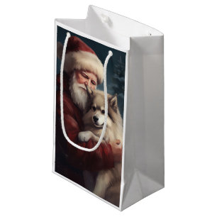Petit Sac Cadeau Lapphund finlandais Noël festif du Père Noël