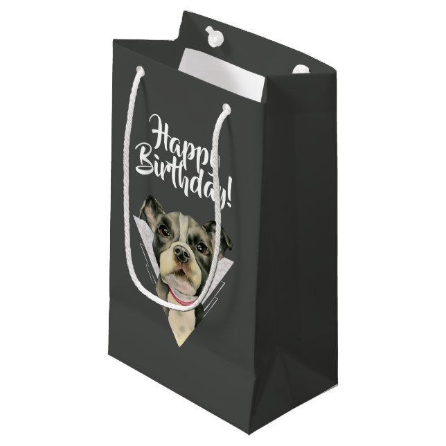Petit Sac Cadeau Le chiot observe le joyeux anniversaire (Devant Angle)
