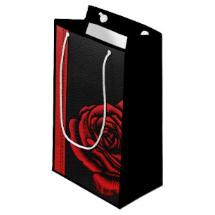 Petit Sac Cadeau Le cuir rouge de noir élégant de Faux s'est lev