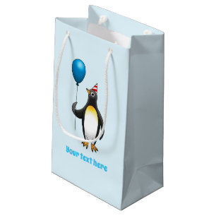 Petit Sac Cadeau Le manchot avec le ballon d'anniversaire