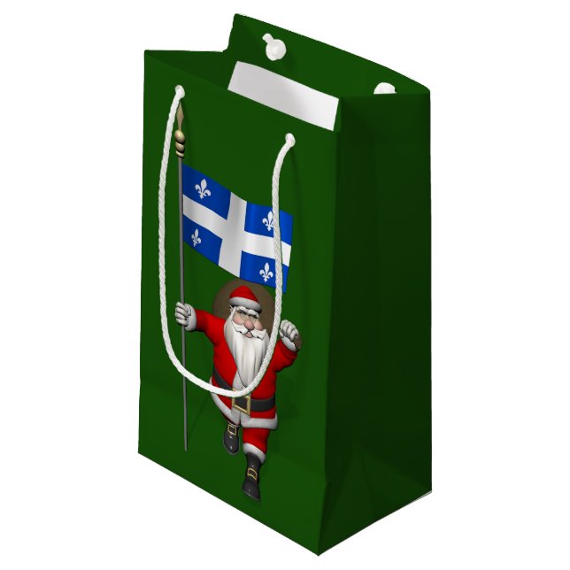 Petit Sac Cadeau Le Père Noël Avec L'Enseigne Du Québec (Devant Angle)