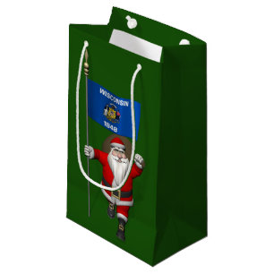 Petit Sac Cadeau Le Père Noël Avec L'Ensigne Du Wisconsin