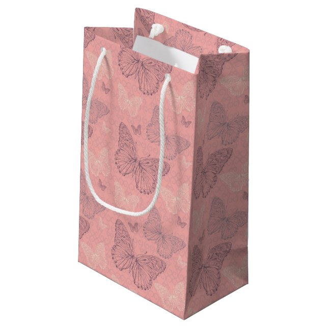 Petit Sac Cadeau Le rose de papillon (Dos Angle)