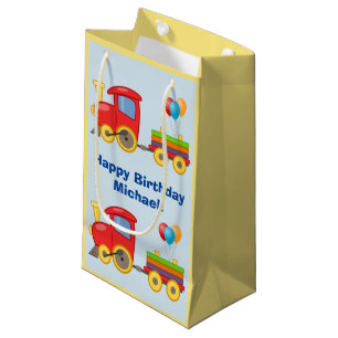 Petit Sac Cadeau Le train mignon de jouet monte en ballon le bleu