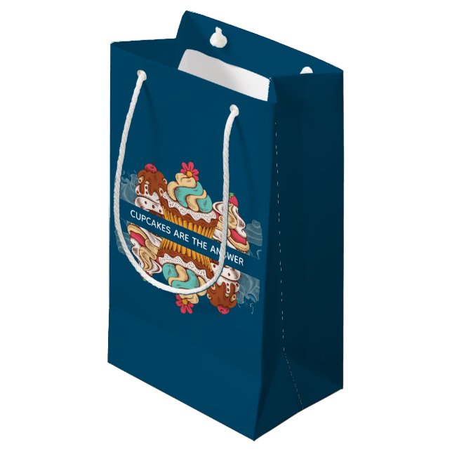 Petit Sac Cadeau Les Cupcakes sont la réponse Citation drôle (Devant Angle)