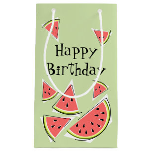Petit Sac Cadeau Les morceaux verts de pastèque Joyeux anniversair