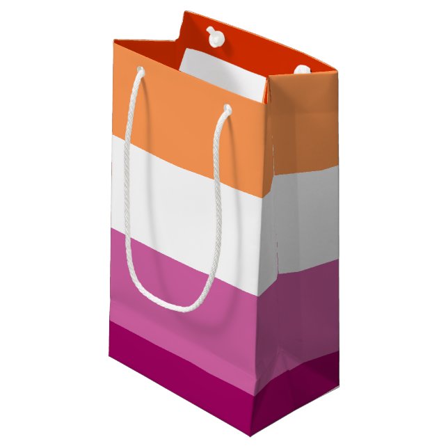 Petit Sac Cadeau Lesbian Pride Flag LGBTQ (Devant Angle)