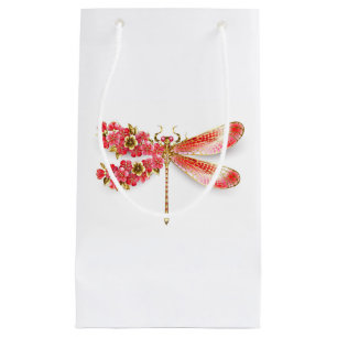 Petit Sac Cadeau libellule de fleurs avec sakura de bijoux