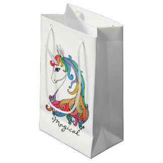 Petit Sac Cadeau Licorne mignonne d'arc-en-ciel d'aquarelle