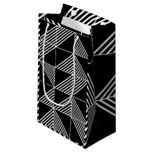 Petit Sac Cadeau Lignes Art Déco Noir