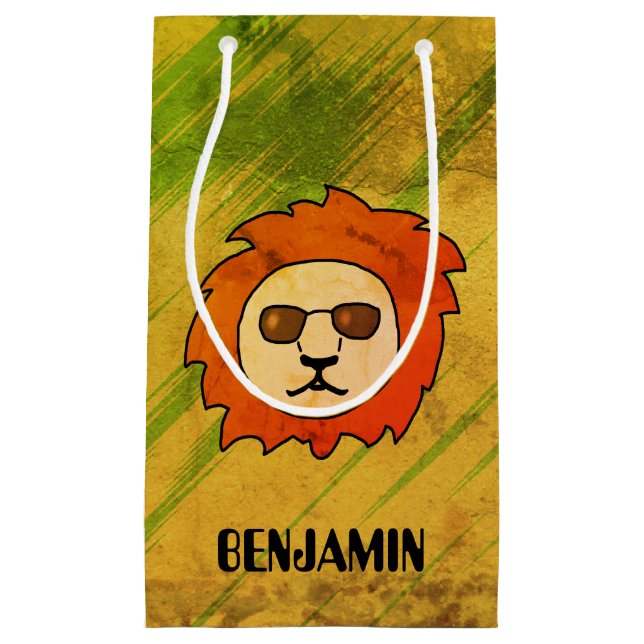 Petit Sac Cadeau Lion avec lunettes de soleil Cool (Devant)