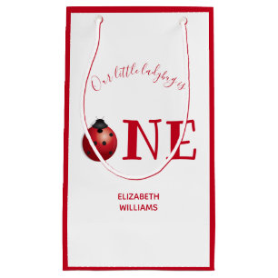 Petit Sac Cadeau Little Ladybug One First Birday Red White