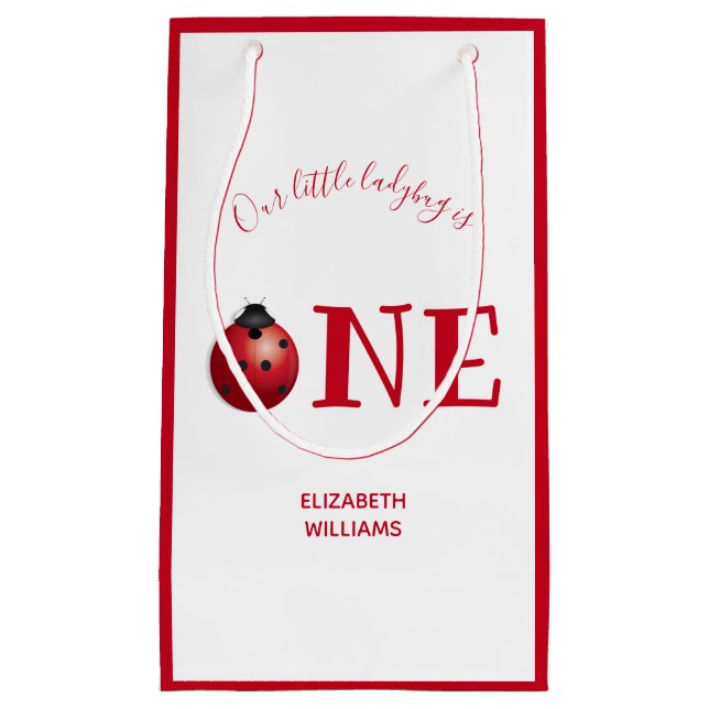 Petit Sac Cadeau Little Ladybug Un premier anniversaire Rouge Blanc (Devant)