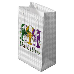 PETIT SAC CADEAU LOBSTERS MARDI GRAS VERT VERT PURPLE