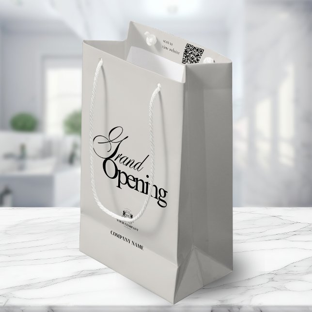 Petit Sac Cadeau Logo calligraphié moderne beige pour entreprise av (Créateur téléchargé)