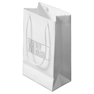 Petit Sac Cadeau Logo de noms et initiales gris modernes