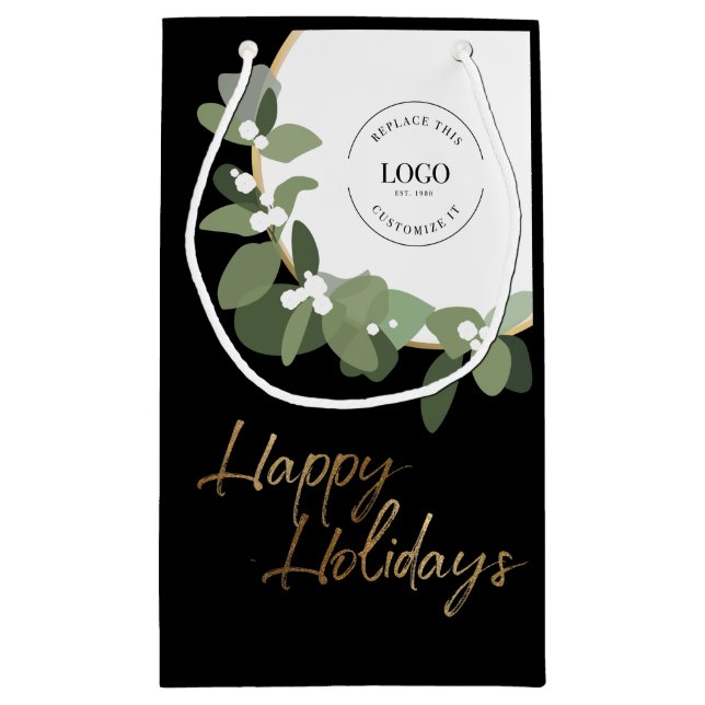 Petit Sac Cadeau Logo d'entreprise moderne Joyeuses Fêtes (Dos)