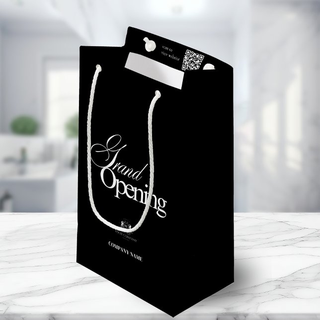Petit Sac Cadeau Logo moderne Black Business Calligraphie QR Code (Créateur téléchargé)