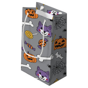 Petit Sac Cadeau Loup déplaisant Et Citrouille Éffrayant