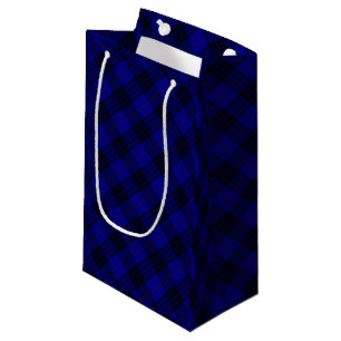 Petit Sac Cadeau MacKay tartan bleu carreau noir