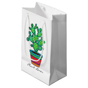 Petit Sac Cadeau Magnifique Cactus Aquarelle En Beau Pot