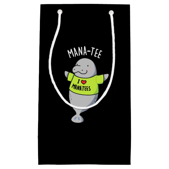 Petit Sac Cadeau Manatee Funny Animal Pun Dark BG (Devant)