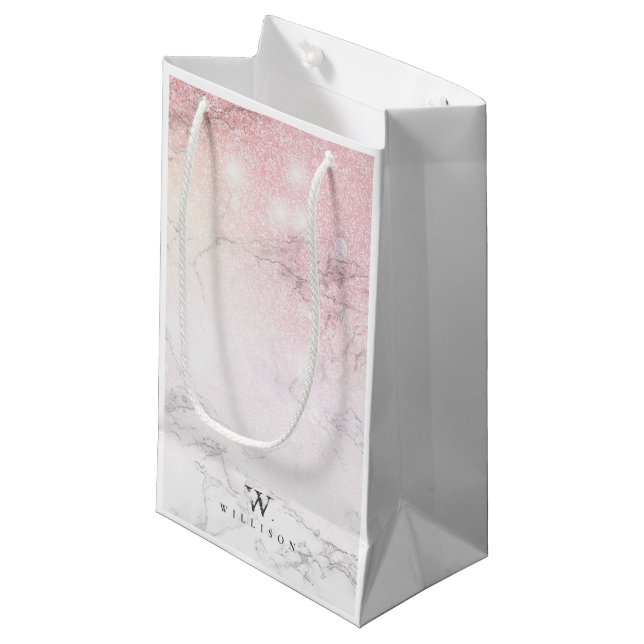 Petit Sac Cadeau Marbre de luxe personnalisé (Devant Angle)