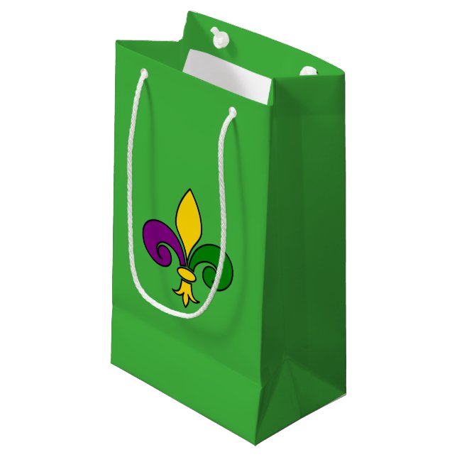 Petit Sac Cadeau Mardi Gras fleur-de-lys (Devant Angle)