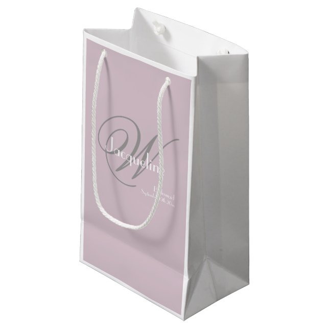 Petit Sac Cadeau Mariage Bridesmaid Cadeau Moderne Monogramme Chic (Devant Angle)