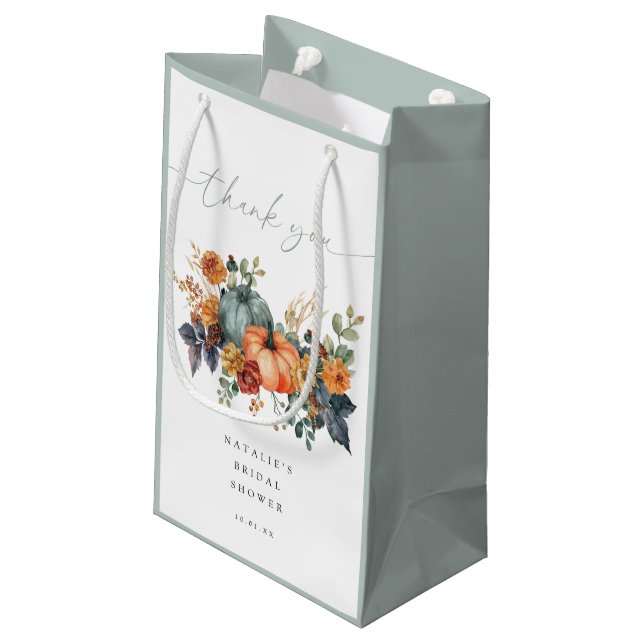 Petit Sac Cadeau Mariage Champêtre de Citrouille d'Automne (Dos Angle)