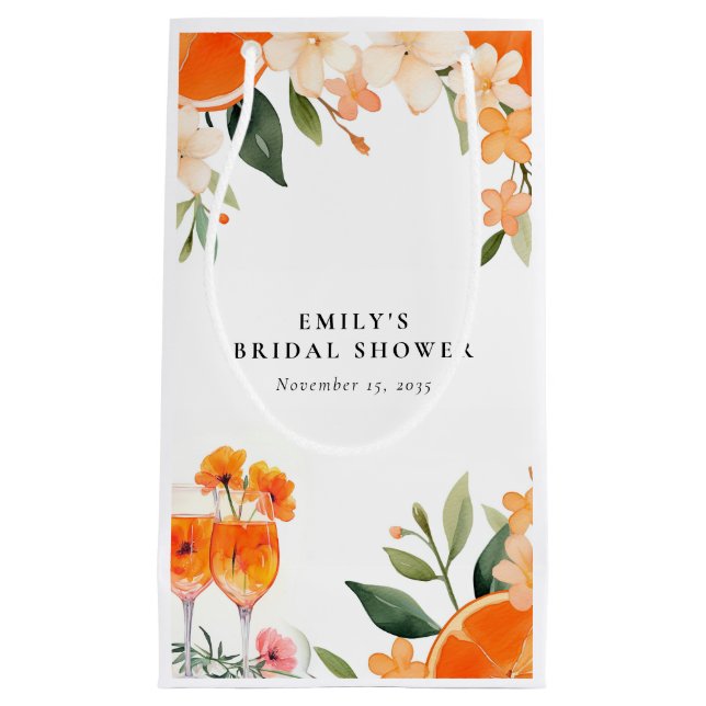 Petit Sac Cadeau Mariage civil avec Spritz Aperol à l'aquarelle (Devant)